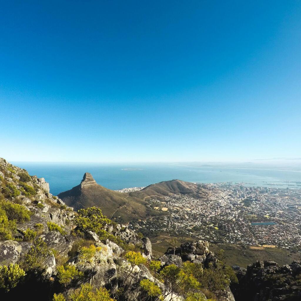Aerial view of Lion's Head in Cape Town.