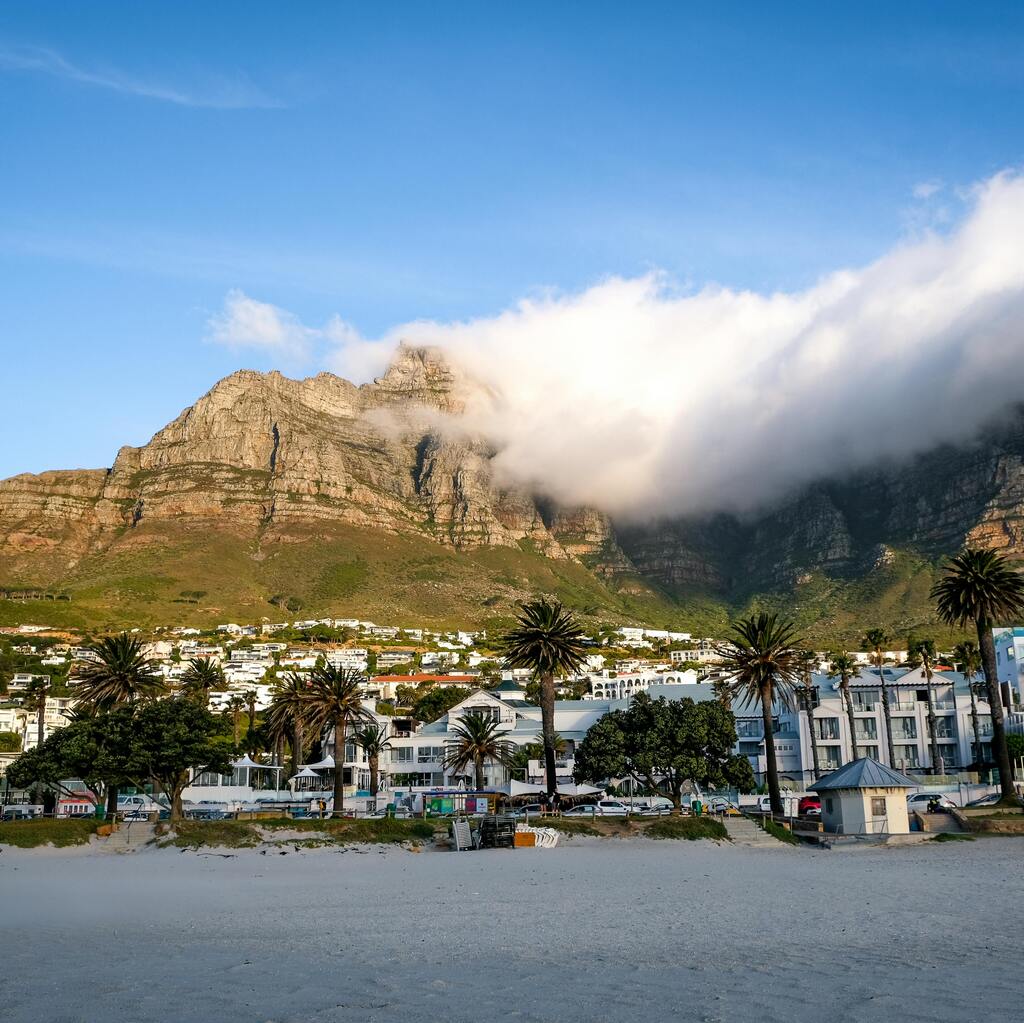 A view of Table Mountain and Camps Bay in Cape Town.wn 