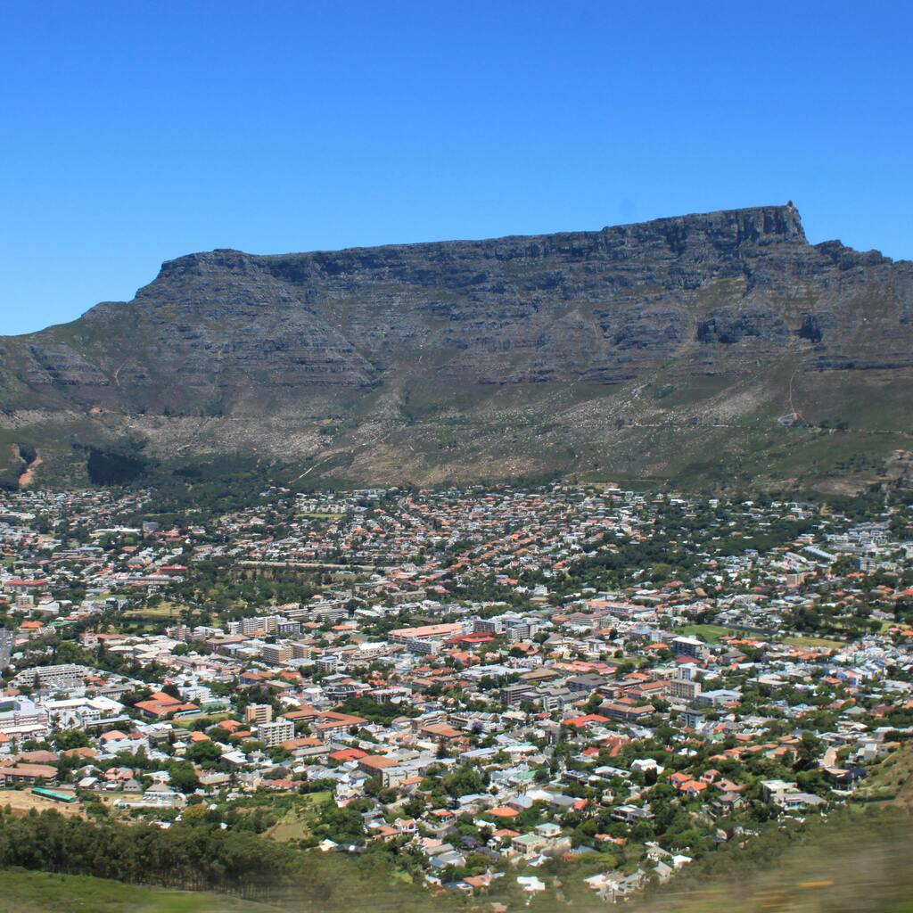 Aerial view if the City of Cape Town with Table Mountain the in the background.