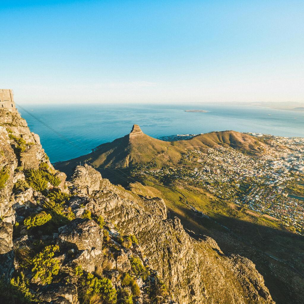 Aerial view of Lion's Head in Cape Town.