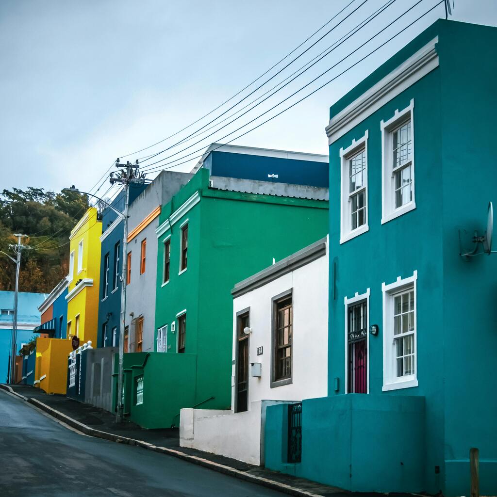 Colorful Bokaap houses in Cape Town.