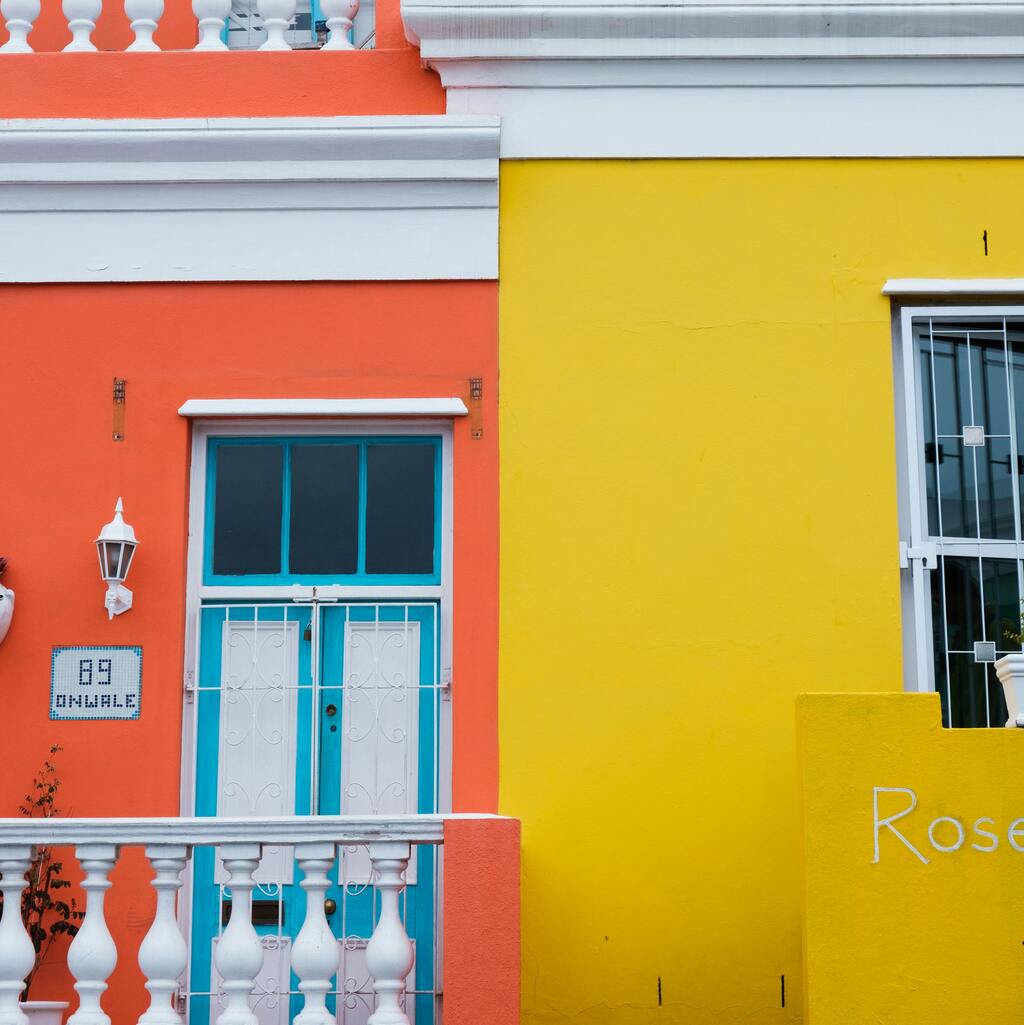 Colorful Bokaap houses in Cape Town.